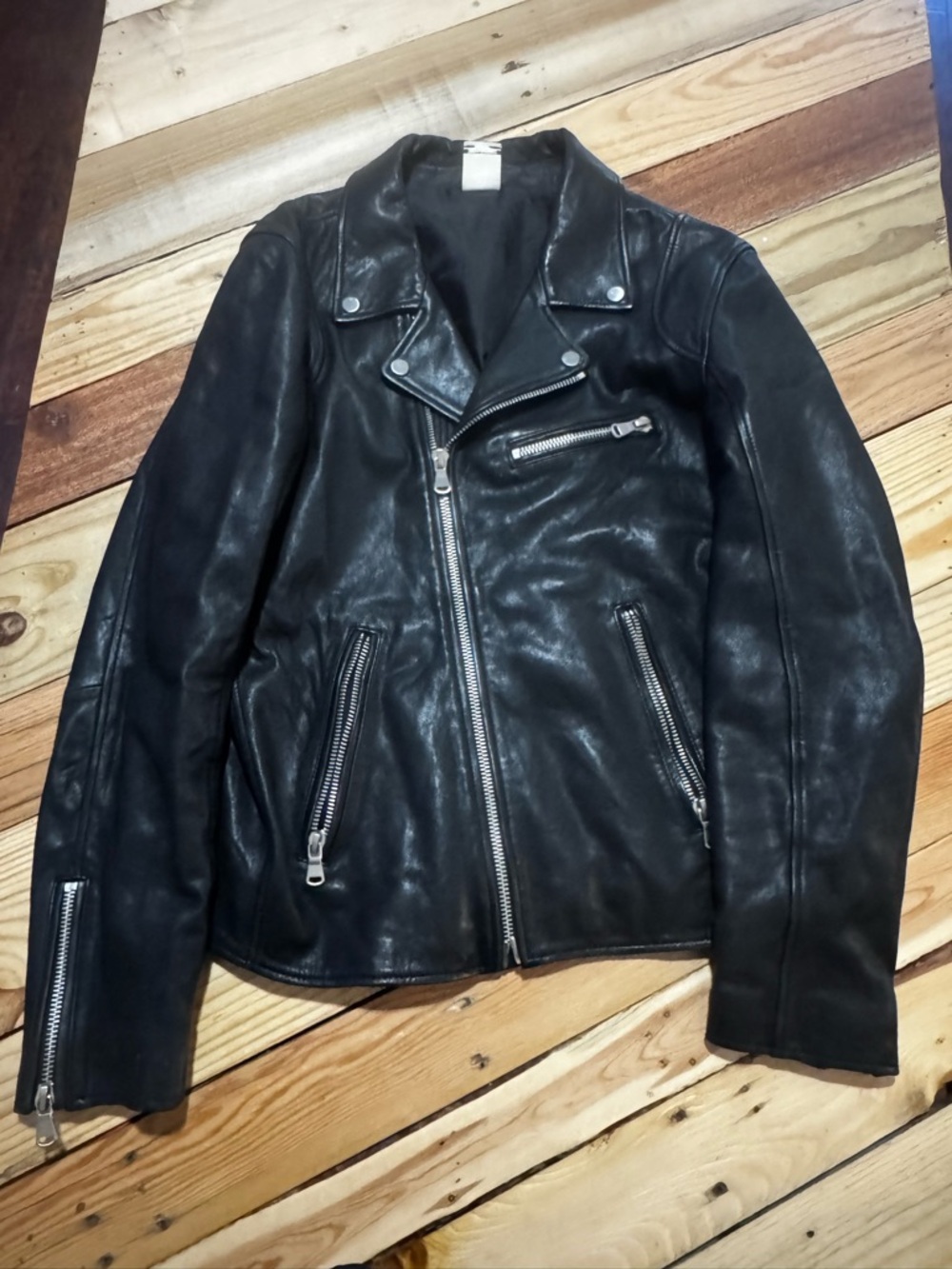 baldwin Black Leather Moto Bomber Jacket